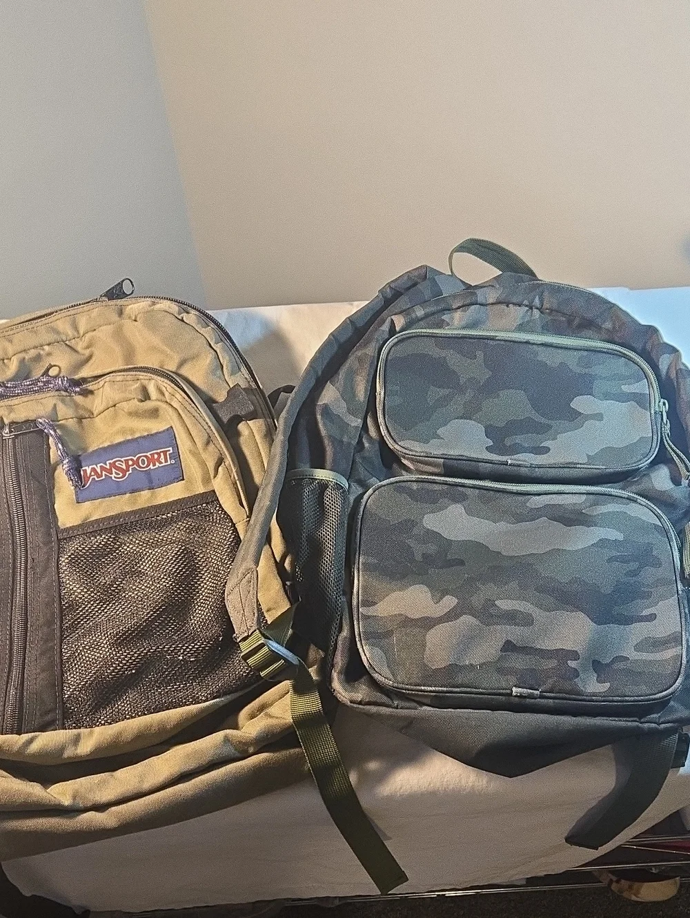 JanSport  Tan & Olive Green Backpack - Durable Everyday